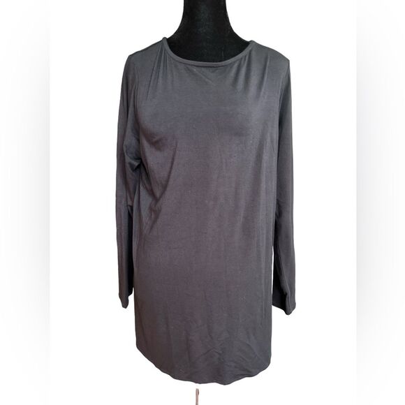 Eileen Fisher Black Soft Stretch Long Sleeve Shirt Size Large Great Basic Top - Picture 3 of 5